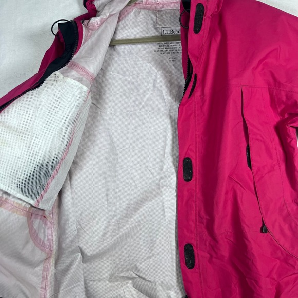 LL Bean Rain Jacket Womens Small Pink Waterproof Hooded - Picture 3 of 7